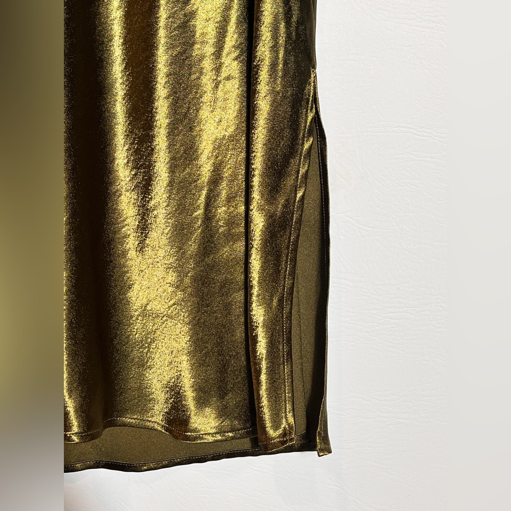 Calligraphie Satin Midi Skirt Olive Green XL - Picture 2 of 8
